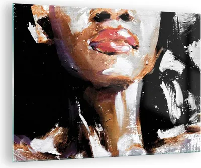 Produktbild von Bilder auf glas - Einteilig - Öl Mund Frau - 70x50cm - Glasbilder - Wandbilder - Bilder - Kunstdruck - zum Aufhängen bereit - Wanddekoration aus Glas - Glas Bilder - Wandbild auf Glas - GAA70x50-4724