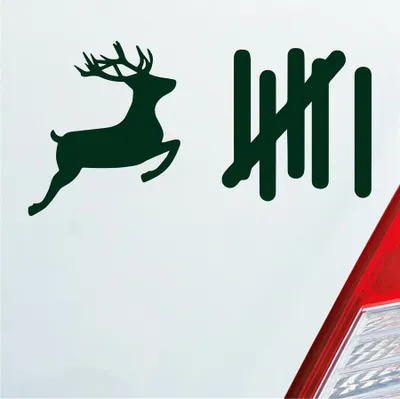 Produktbild von Auto Aufkleber Strichliste Tally List Hirsch Winter Deer 15x8 cm Dunkelgrün Sticker Heckscheibenaufkleber