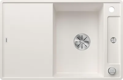 Immagine prodotto di BLANCO AXIA III 45 S-F, in SILGRANIT® PuraDur®, bianco, reversibile, con tagliere in vetro incluso