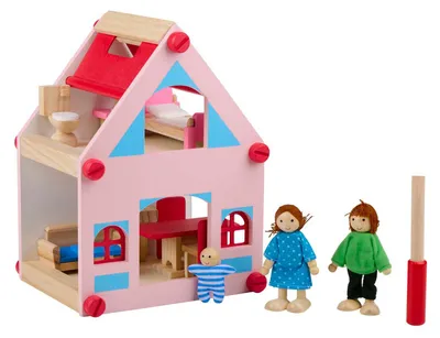 Image de Maison de poupée en bois avec accessoires, 30 pièces