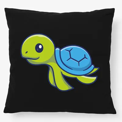 Produktbild von Huuraa Kissen Schildkröte Comic 40x40cm mit Füllung Black Baumwolle Dekokissen Geschenkidee