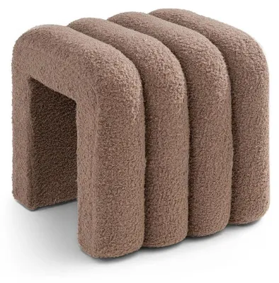 Zdjęcie produktu dla Taboret – 40 x 38 cm – kolor taupe – obicie z tkaniny typu teddy – MDF