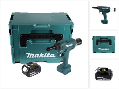 Immagine prodotto di Makita DRV 250 T1J Rivettatrice a batteria 18 V 20 kN Brushless + 1x batteria da 5,0 Ah + Makpac - senza caricabatterie