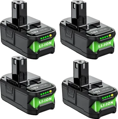 Immagine prodotto di Batteria agli ioni di litio, capacità 7000 mAh, tensione 18 V, compatibile con Ryobi, 4 batterie da 7,0 Ah
