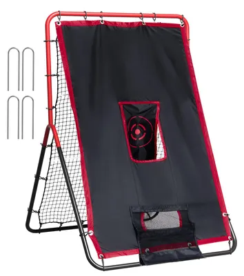 Immagine prodotto di VEVOR Rete di rimbalzo per baseball e softball, 3,5 x 4,5 piedi 2-in-1 Allenatore di lanci per battitori, nido allenatore di lanci di baseball PitchBack, rete di rimbalzo per esercitarsi in campo/di lancio