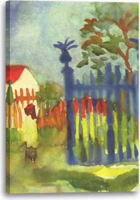 Produktbild von Leinwandbild (60x80cm): August Macke - Gartentor, echter Holz-Keilrahmen inkl. Aufhänger, handgefertigt in Deutschland