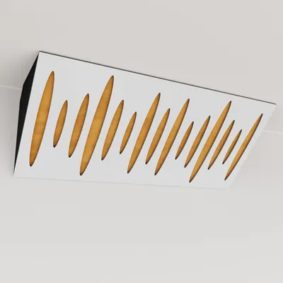 Produktbild von 2er-Pack – Schmale akustische Eck-Bassfalle mit Samtstoff | 23x50x10 cm |Reflexion - Schalldämmung | [PULSE (Horizont) - Weiß |Gelb]