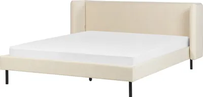 Obrázek produktu pro BELIANI Postel béžová sametové čalounění 160 x 200 cm černé nohy lamelový rošt čalouněné čelo ložnice