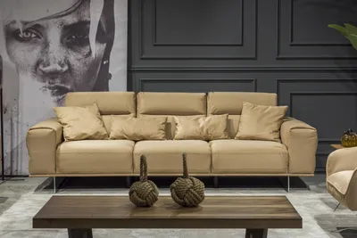 Image de Crème Canapé Trois places Coussin Meubles Salon Canapé Coussin