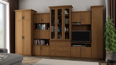 Produktbild von Meblast | Alen Wohnwand; Kirschbaum Porto - Premium Beschläge | Möbel, Retro, Premium TV-Möbel, Große Anbauwand, Schrankwand, Wohnzimmer-Set, Sonoma Eiche