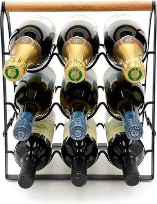 Imagen del producto de Soporte para botellas de vino, de pie, con dimensiones de 17 cm de profundidad x 30 cm de ancho x 36 cm de alto