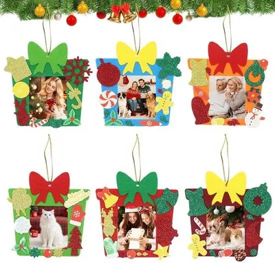 Productafbeelding van 12 stuks kerstfotolijsten, ornament, kerstboomversiering, knutselset, kerstdecoratie, vilten fotolijst, kerstdecoratie, kersthanger, fotogeschenken, kerstboomversiering