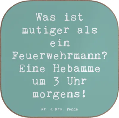 Produktbild von Mr. & Mrs. Panda Untersetzer für Gläser Spruch Mutige Hebamme - Meeresbrise - Geschenk, personalisierte Geschenke, Tapferkeit von Hebammen, Beruf, medizinische Betreuung