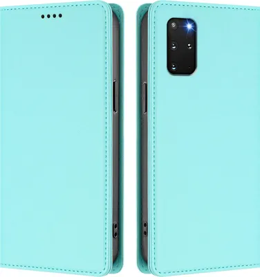 Image de Etui en cuir pour Samsung Galaxy S20+ 5G, étui magnétique en cuirPolyuréthaneavec support Vert Menthe