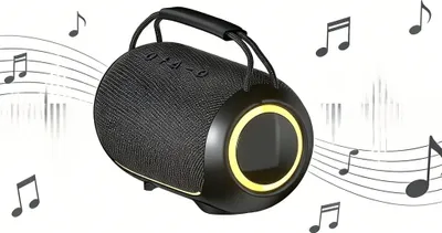 Produktbild von Bluetooth Lautsprecher 40W mit RGB Licht, Tragbarer Outdoor Speaker mit Bass & TWS, Spritzwassergeschützt, Betriebszeit 8 Stunden