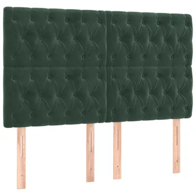 Zdjęcie produktu dla vidaXL Zagłówki 4 szt. Ciemnozielony aksamit 72x7x78/88 cm