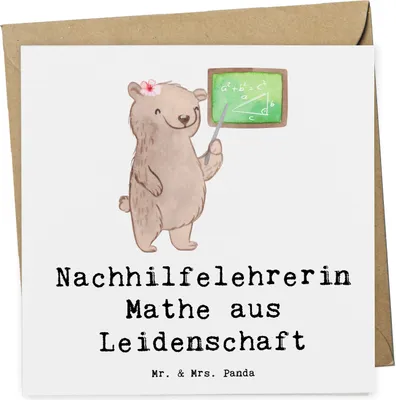 Produktbild von Mr. & Mrs. Panda Grußkarte Nachhilfelehrerin Mathe Leidenschaft - Weiß - Geschenk, Klappkarte, Witzig, Lustig, anlasskarte, Glückwunschkarte, Spruch, Nachhilfe, faltkarte