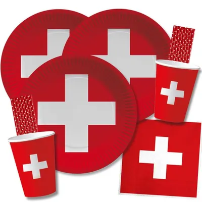 Imagen del producto de Conjunto de fiesta de 84 piezas con temática suiza