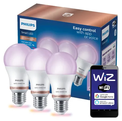 Zdjęcie produktu dla Philips Inteligentna żarówka LED RGB A60, E27, 806 lm, 3 szt., Wi-Fi/Bluetooth, Biały, Wi-Fi 4 (802.11n), 802.11b, 802.11g, LED, Plastik, E27