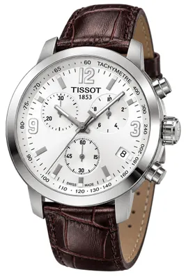 Productafbeelding van Tissot PRC 200 Chronograaf, 41 mm, wit wijzerplaat, leren band, quartz, herenhorloge