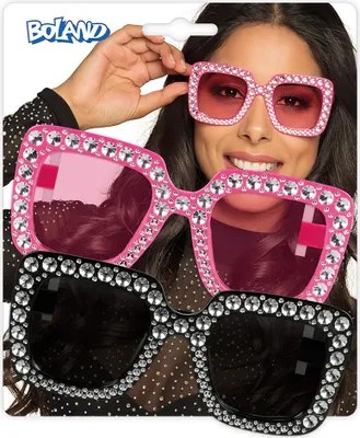 Immagine prodotto di Set di bicchieri da festa Bling Bling - 2 bicchieri neri e rosa con strass