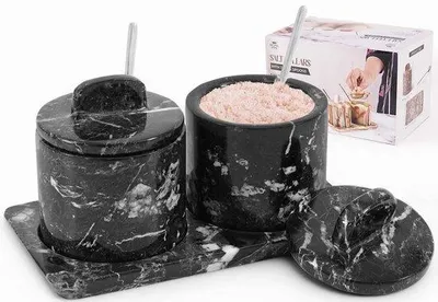 Produktbild von Salzspeicher-Set aus 2 Teilen - mit Löffel und Servierteller - ideal für Gewürze