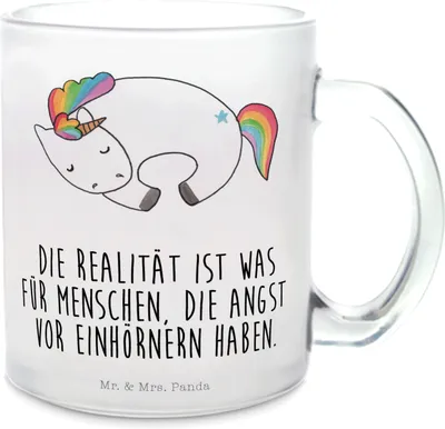 Produktbild von Mr. & Mrs. Panda Teetasse Einhorn Nacht - Transparent - Geschenk, Einhörner, Tee Tasse, Unicorn, Träume, Haferl, aus Glas, glastasse, Freundin, Menschen
