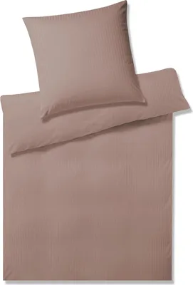 Produktbild von elegante Mako-Jersey Bettwäsche-Garnitur Solid Stripe Farbe Kakao Größe 40x80 155x220
