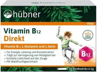 Zdjęcie produktu dla Hübner Vitamin B12 Direct | 15 g | 15 pałeczek Directsticks | wegańskie