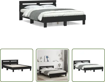 Produktbild von The Living Store Bettgestell mit Kopfteil Schwarz 140x190 cm Holzwerkstoff