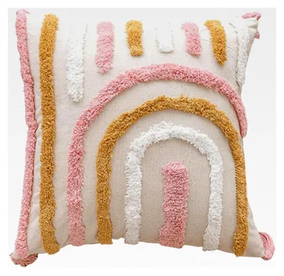 Produktbild von Kissenbezug Set 2er Weich Dekorative Sofakissen Regenbogen Couchkissen Dekokissen Moderne Zierkissen für Schlafzimmer Wohnzimmer Baumwoll- und Leinenstoff