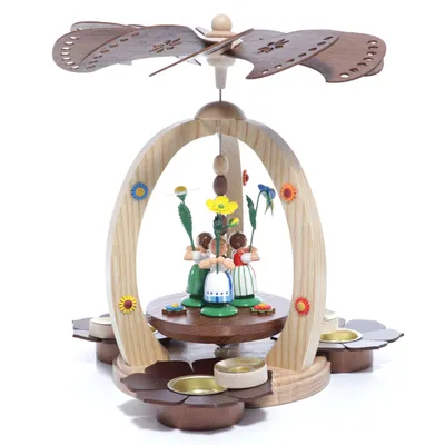 Produktbild von Osterdekoration Pyramide mit 3 Blumenkinder bunt Höhe 28cm NEU