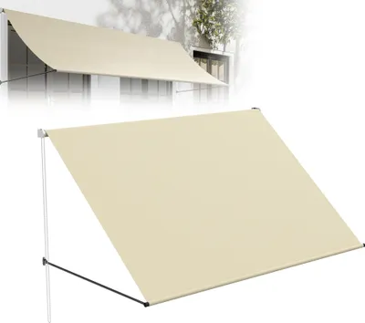 Obrázek produktu pro Markýza XMTECH s padacím ramenem 200 x 145 cm, ochrana proti slunci, ochrana proti UV záření a polyester odolný proti povětrnostním vlivům, montáž na stěnu, pro balkon, okno, terasa, včetně montážního materiálu, béžová barva