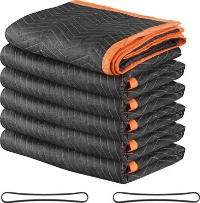 Zdjęcie produktu dla SucceBuy koce do przeprowadzki, 6 sztuk, 1829x1016 mm, koce z bawełnianym wypełnieniem, koce meblowe i magazynowe wykonane z wyściełanej włókniny do pakowania, wysyłki i ochrony mebli