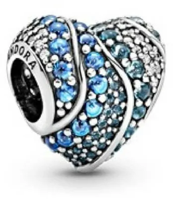 Produktbild von Pandora Charm Damen Moments Funkelndes Herz Silber Blau 797015NABMX