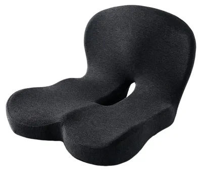 Produktbild von Sitzkissen aus Memory-Schaum mit ergonomischer Lendenwirbelstütze und weicher, stressentlastender L-förmiger Stuhlpolsterung