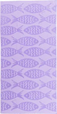 Obrázok produktu pre Plážová osuška RYBY 70 x 140 cm fialová, 100% bavlna