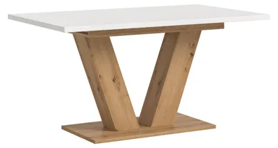 Produktbild von Esstisch ausziehbar Artisan Weiß, V-Fußgestell, 150-190x76x90 cm