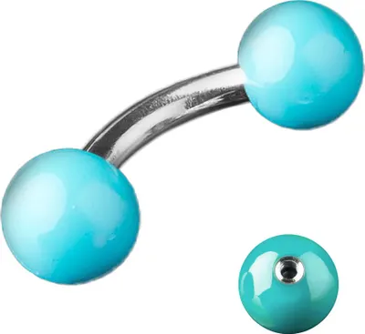 Produktbild von viva-adorno 1,2 x 5mm Micro Piercing Banane Augenbrauenpiercing 316L Chirurgenstahl Stahlkugeln glänzend emailliert Z372, blau