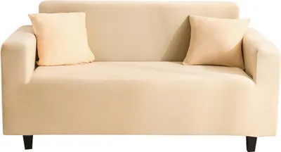 Obrázok produktu pre Béžová rozťahovacia stolička Pohovka Slipcover pre 2 sedadlá - Polyesterová tkanina Nekĺzavý mäkký poťah pohovky, umývateľná ochrana nábytku