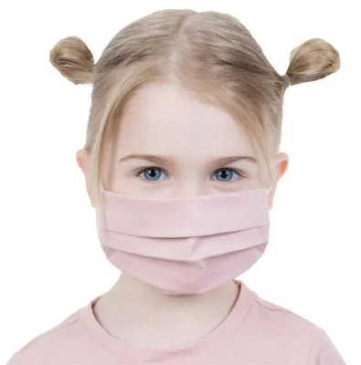 Produktbild von 4 Stück Kinder Maske Staub Baumwoll Gesichtsmaske waschbar 2-Lagen Puderrosa