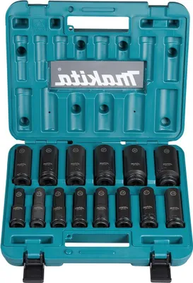 Image de Makita Jeu de douilles 10 - 32 mm 1/2'' 14 pcs. + coffret ( E-16586 ) pour clé à chocs - successeur de B-52308