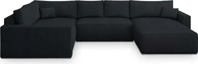 Produktbild von Masseno Ecksofa VELAMI L-S mit Schlaffunktion U-Form, Sofa mit Bettkasten, Wohnzimmersofa, Couch, Soffa, Bettsofa, Couchgarnitur- Schwarz, POSO 135