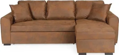 Image de Canapé d'angle convertible, 4 places, Tissu Marron vintage, L 244 x P 151 cm, HAMILTON