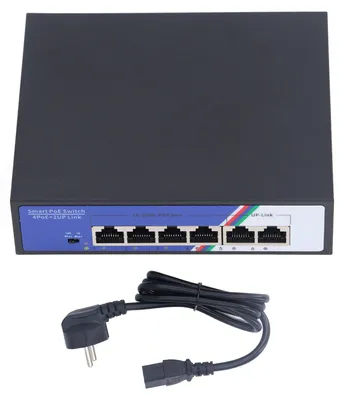 Produktbild von 6-Port-PoE-Switch 1,2 Gbit/s Ethernet, nicht verwaltetes Plug-and-Play-Metallgehäuse-Netzwerk 100-240 V EU