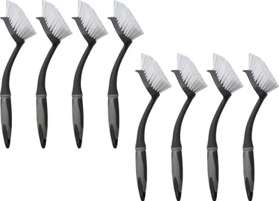 Produktbild von VonBueren 8 x Spülbürste grau | 29 x 5,5 cm je Geschirrbürste | Küchenbürste/Bürsten für die Küche und zur Reinigung | Spülbürsten | Bürste mit ergonomischem Griff