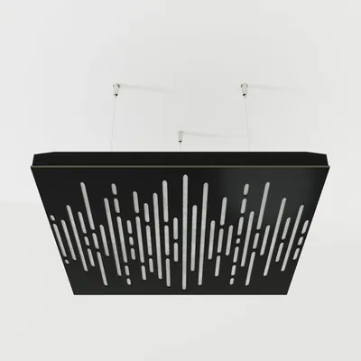 Zdjęcie produktu dla Zestaw 4 paneli akustycznych do sufitu, wzór WAVE, materiał: aksamit, wymiary: 50x50x5 cm, kolor: czarny/biały