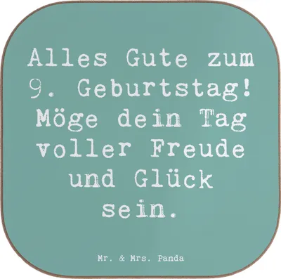 Produktbild von Mr. & Mrs. Panda Getränkeuntersetzer Spruch 9. Geburtstag Freude - Meeresbrise - Geschenk, Happy Birthday, Coaster, Geburtstagdeko, Untersetzer für Gläser, Glückwunsch