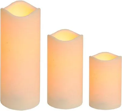Image de Bougies d'extérieur à LED avec flamme mobile, lot de 3 avec minuterie