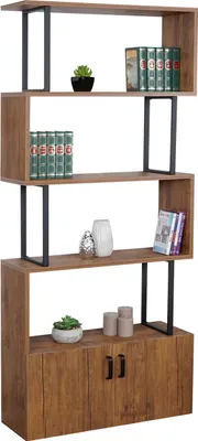 Immagine prodotto di Scaffale HWC-A27, scaffale in piedi scaffale divisorio per soggiorno, vano portaoggetti con anta 183x80cm Struttura 3D ~ aspetto quercia selvatica